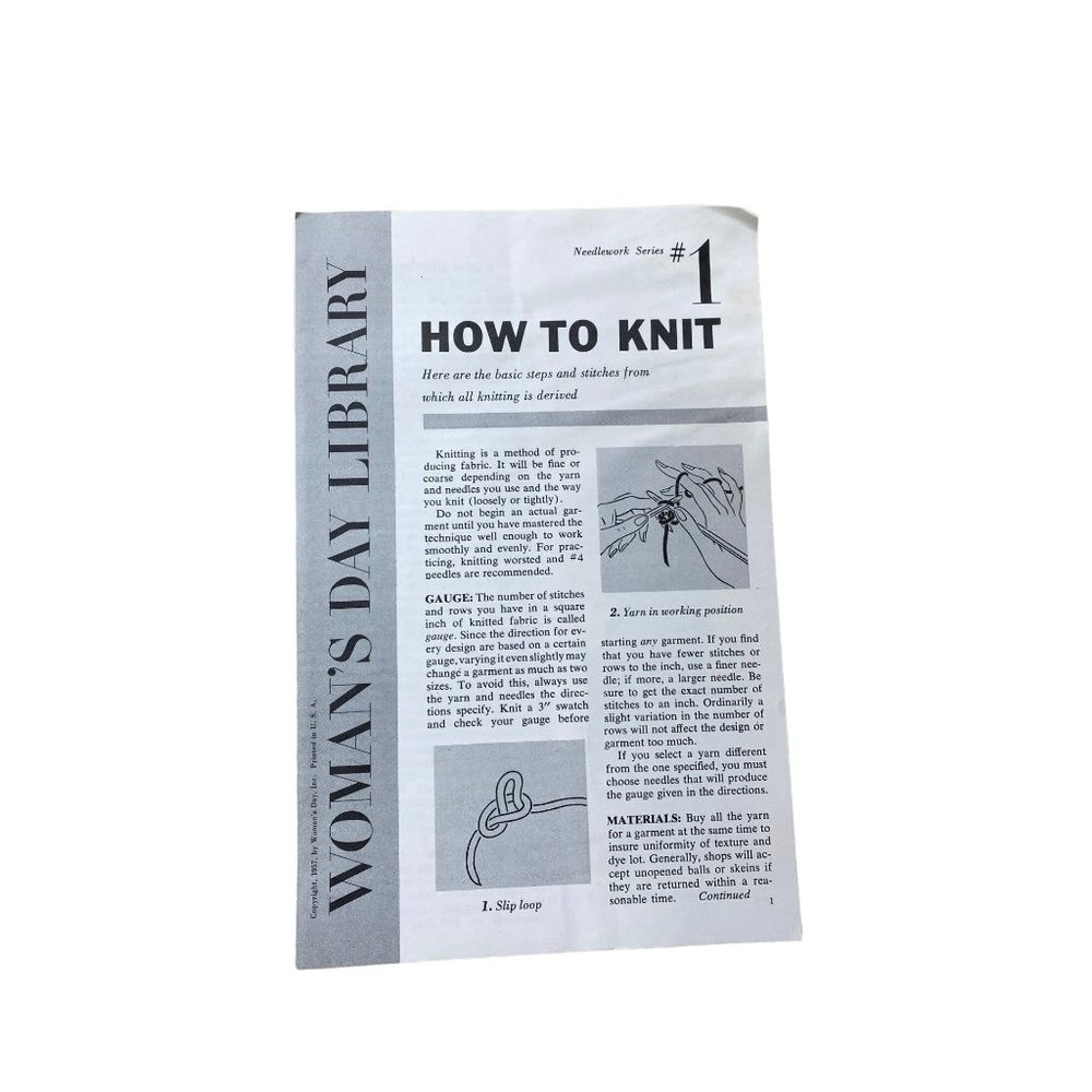 Vintage how to knit women's day library booklet